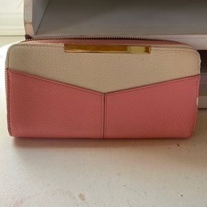 Pink large zippered wallet